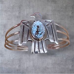 Southwestern Thunderbird Silver-tone Cuff Bracelet 7”-8”